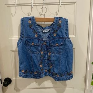 Vintage Embroidered Jean Vest